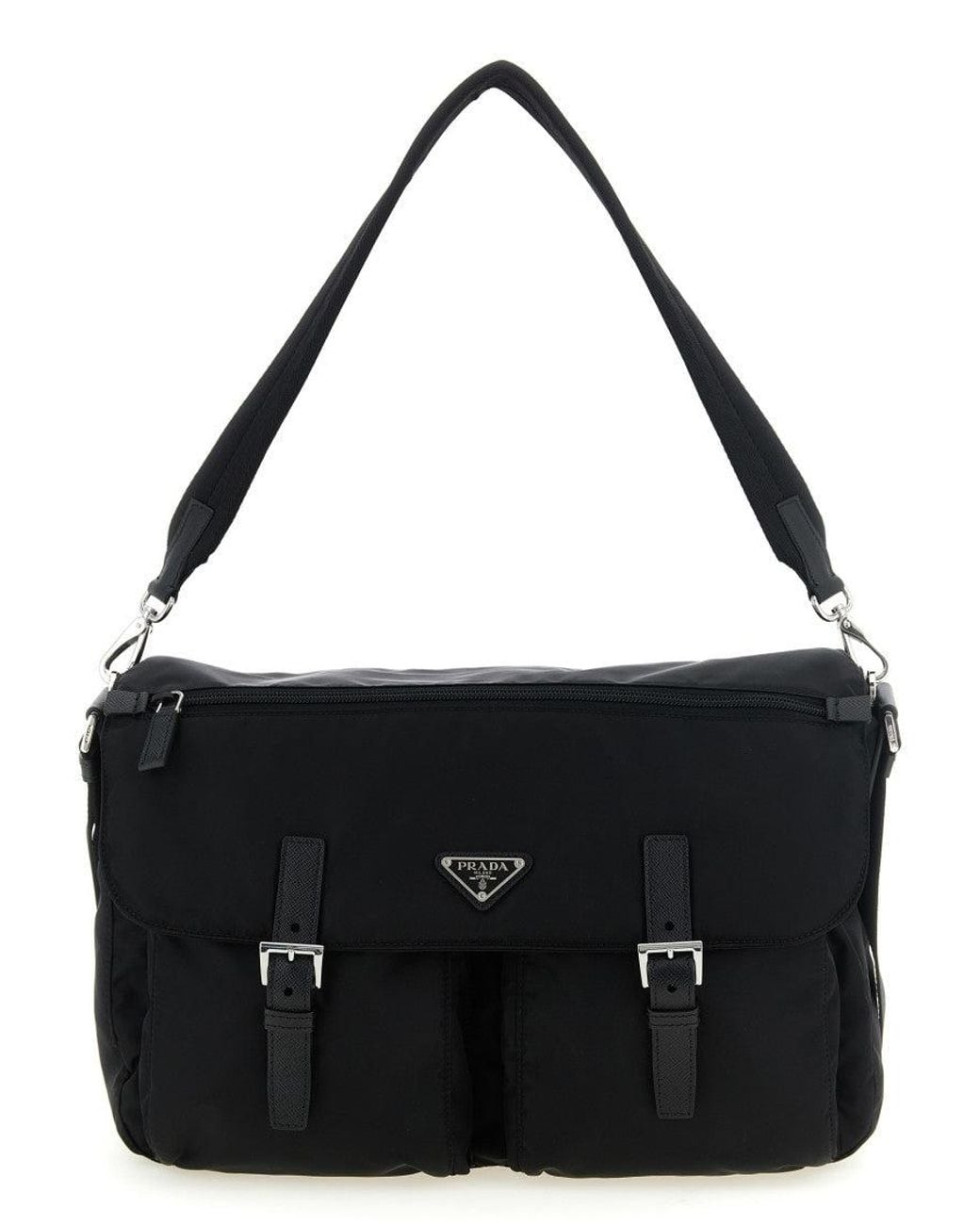 Prada Black Logo Large Messenger Bag for men