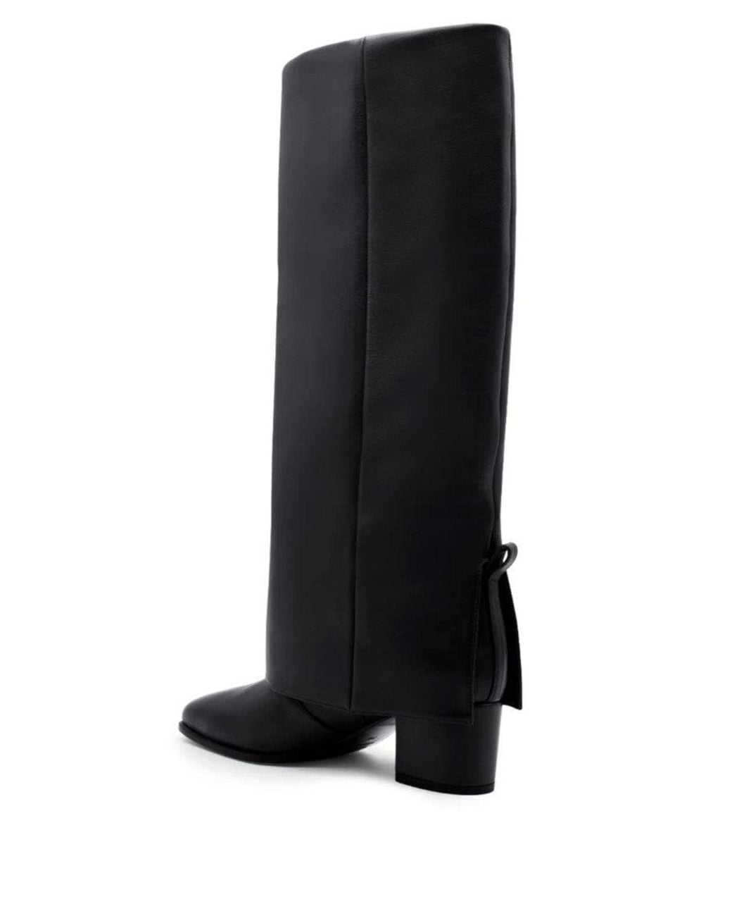 Gia Borghini Black Leather Tall Boots With Gaiter
