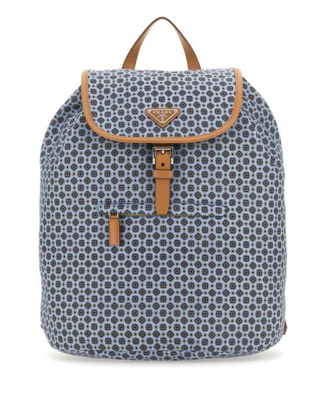 Prada Blue Printed Re-Nylon Backpack for men