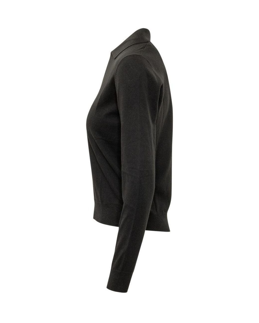 DIESEL Black Solid Shirt Collar Top