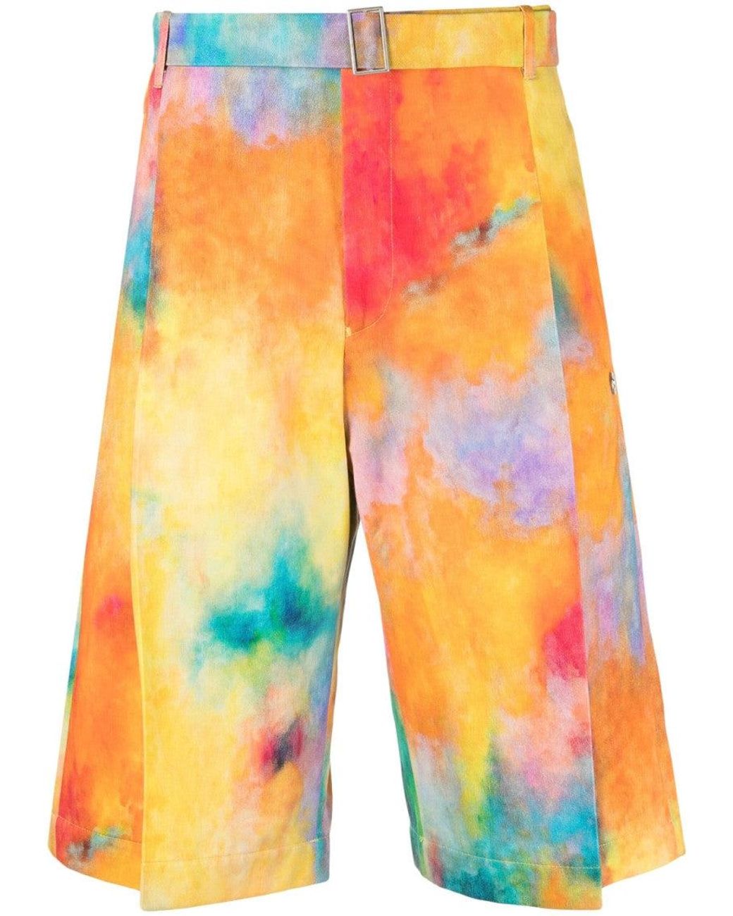 Etudes Studio Orange Tie-Dye Print Shorts for men