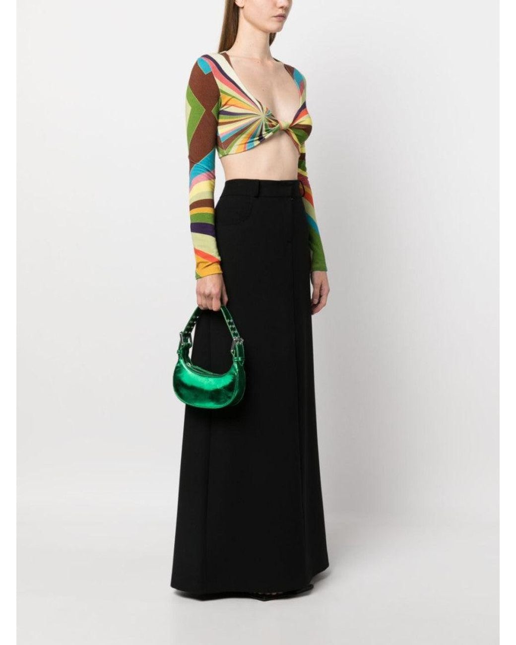 By Far Green Mini Soho Metallic Leather Shoulder Bag