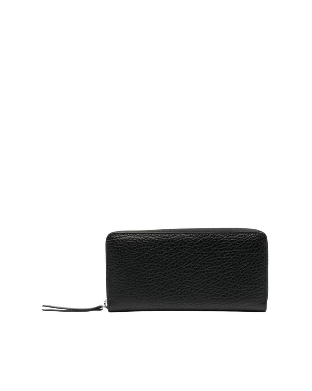 Maison Margiela Black Signature Zip Around Wallet for men