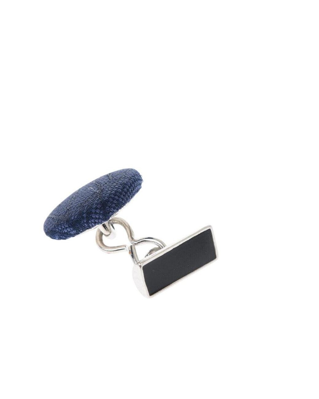 Corneliani Blue Silk Embroidered Cufflinks for men