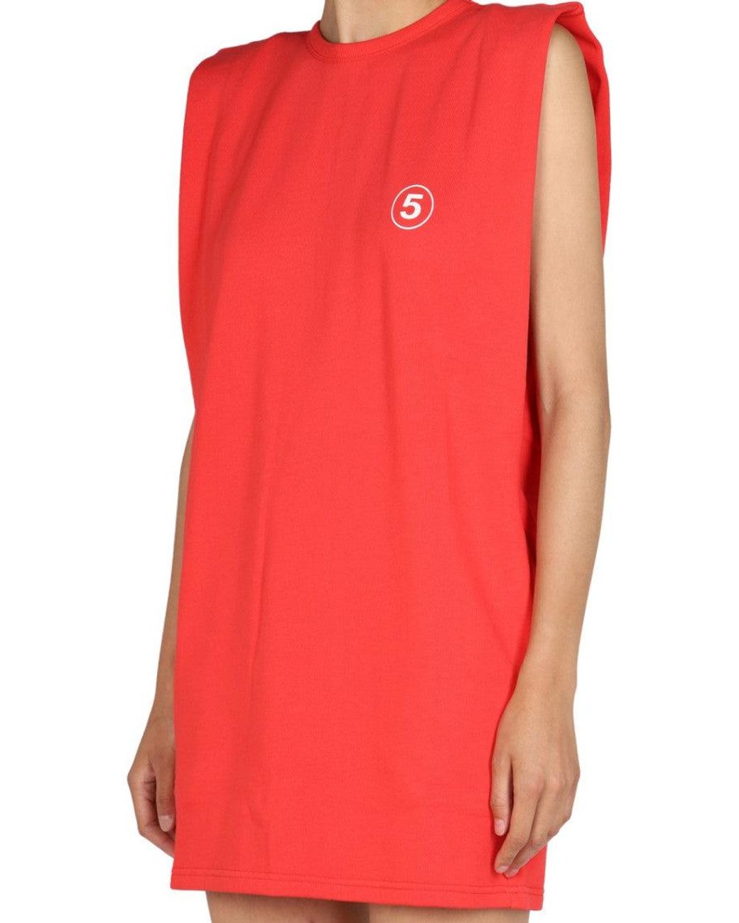 Department 5 Red Logo Crew Neck Mini Dress