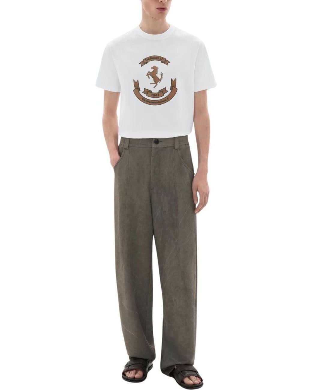 Ferrari White Crew Neck T-Shirt for men