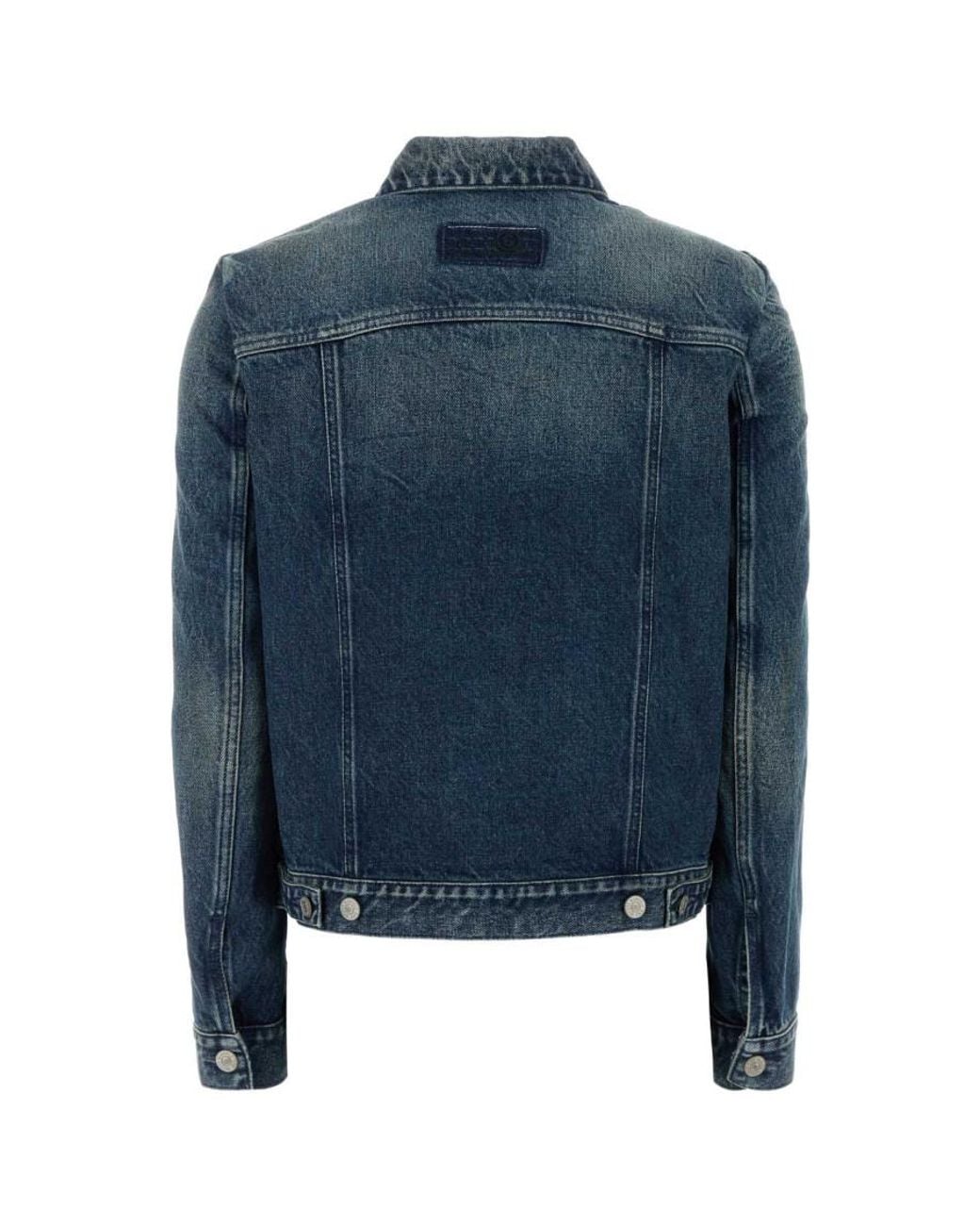 MM6 by Maison Margiela Blue Solid Shirt Collar Jacket