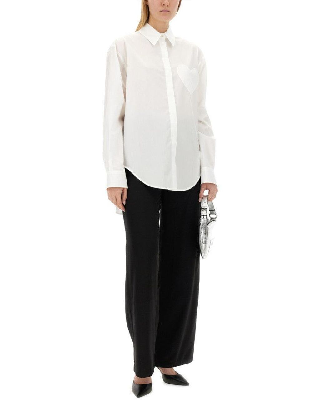 Moschino White Oversized Embellished Shirt