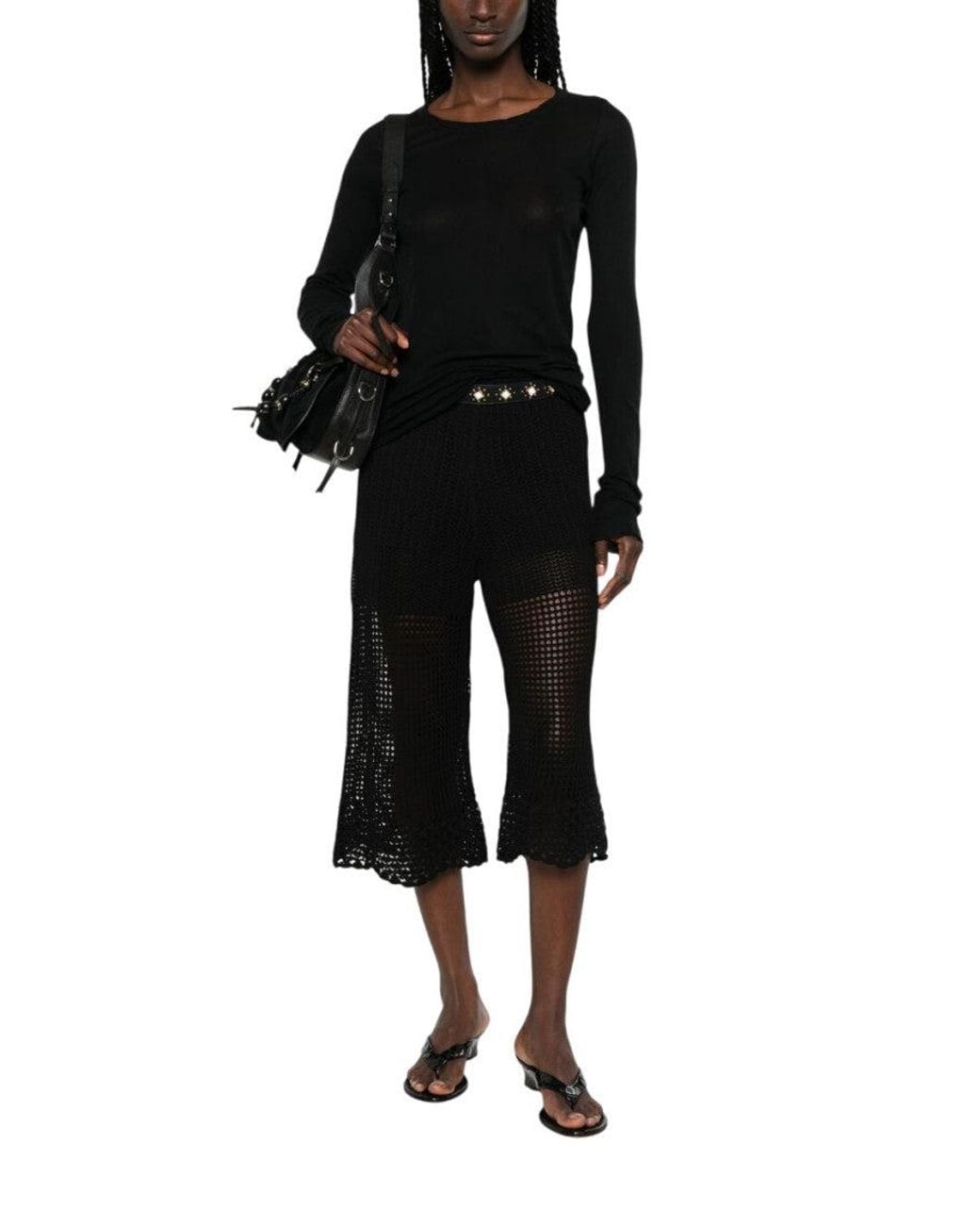 IRO Black Crochet Knit Trouser