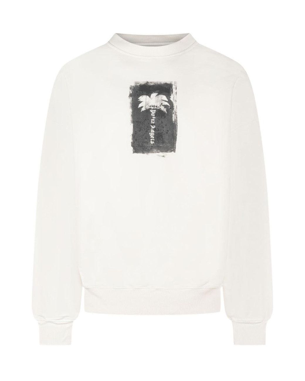 Palm Angels White Graphic Logo Sweatshirt for men