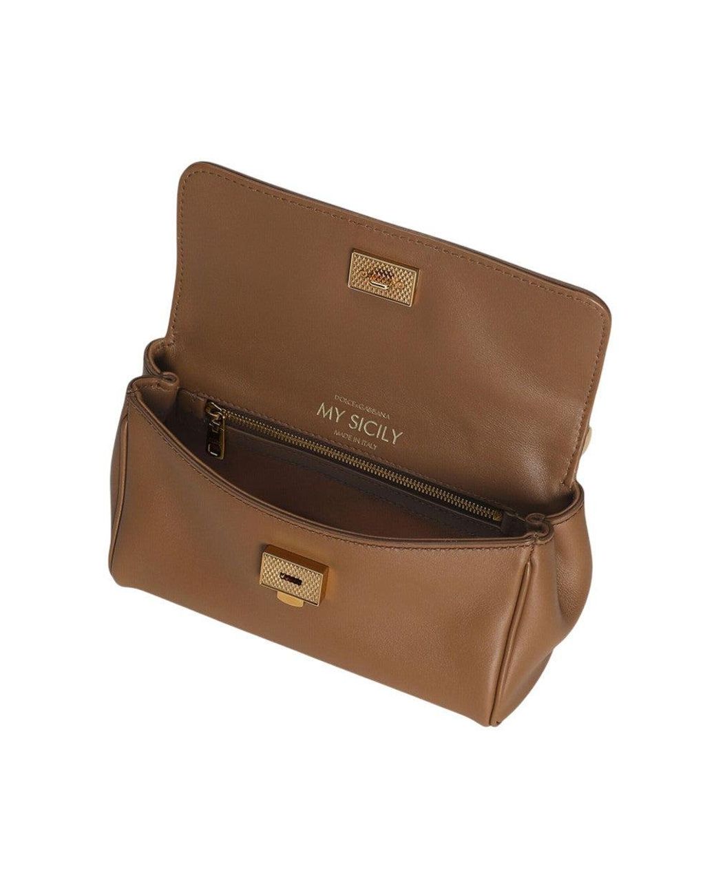 Dolce & Gabbana Brown Sicily Mini Satchel