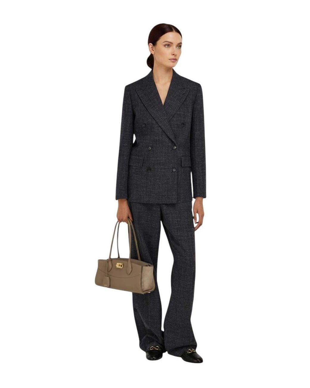 Ferragamo Brown Taupe Studio Medium Shoulder Bag