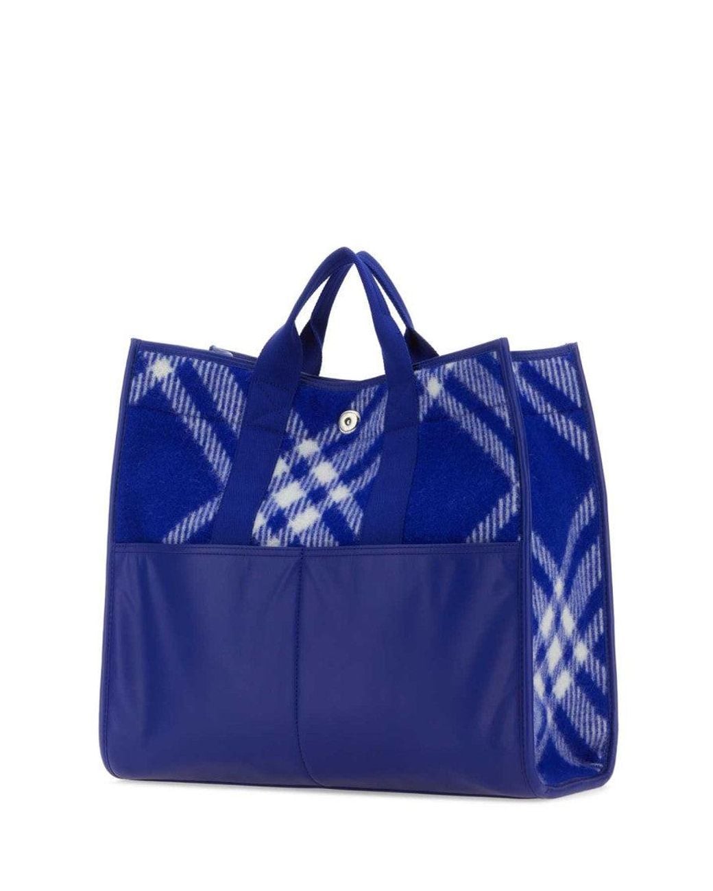 Burberry Blue Check-Pattern Tote Bag for men