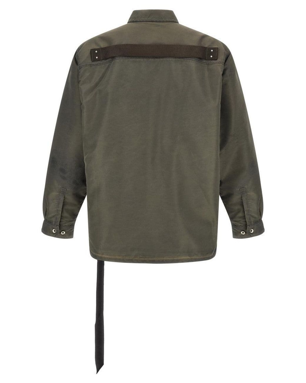 Rick Owens Green Solid Shirt Jacket for men