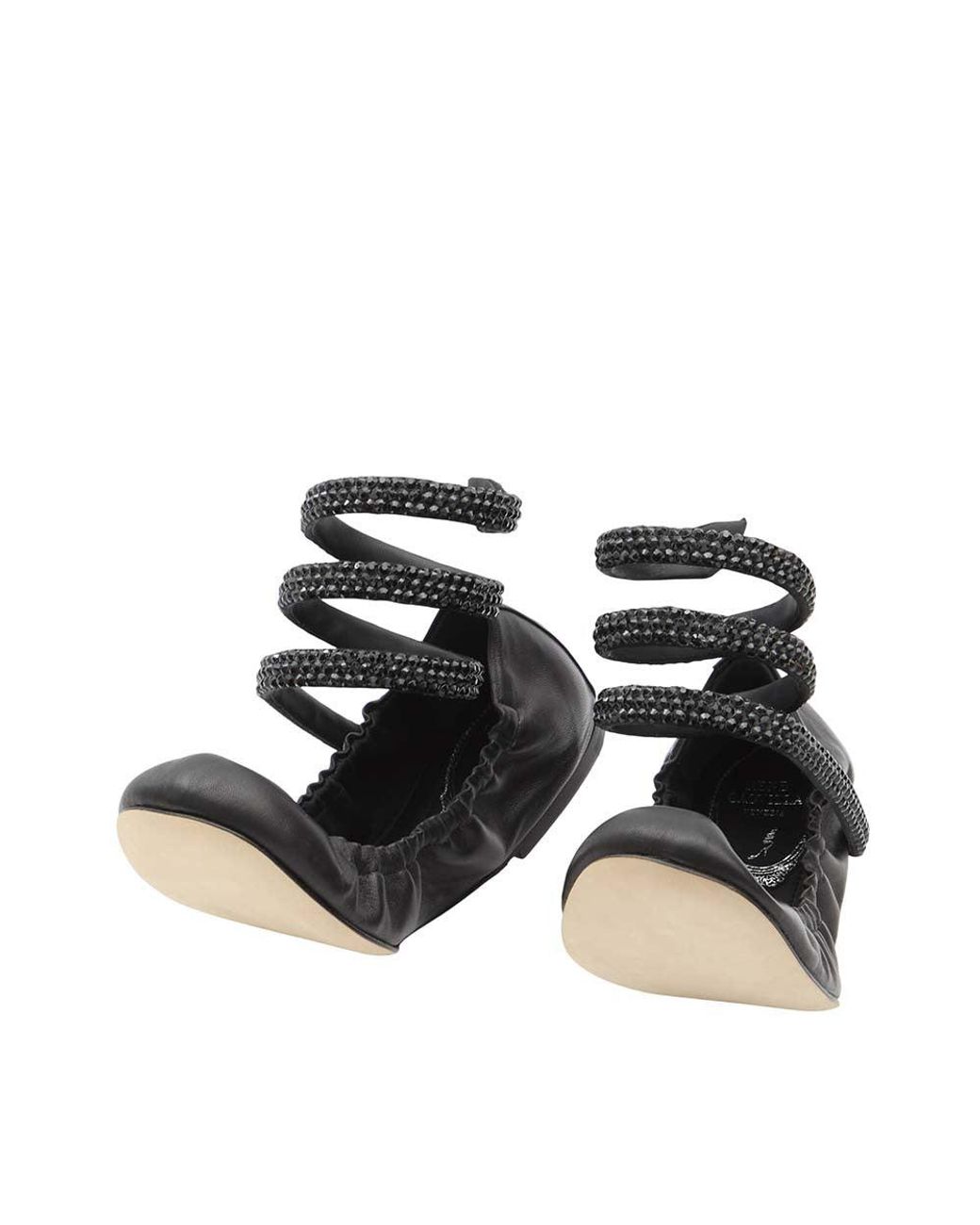 Rene Caovilla Black Embellished Cleo Ballet Flats