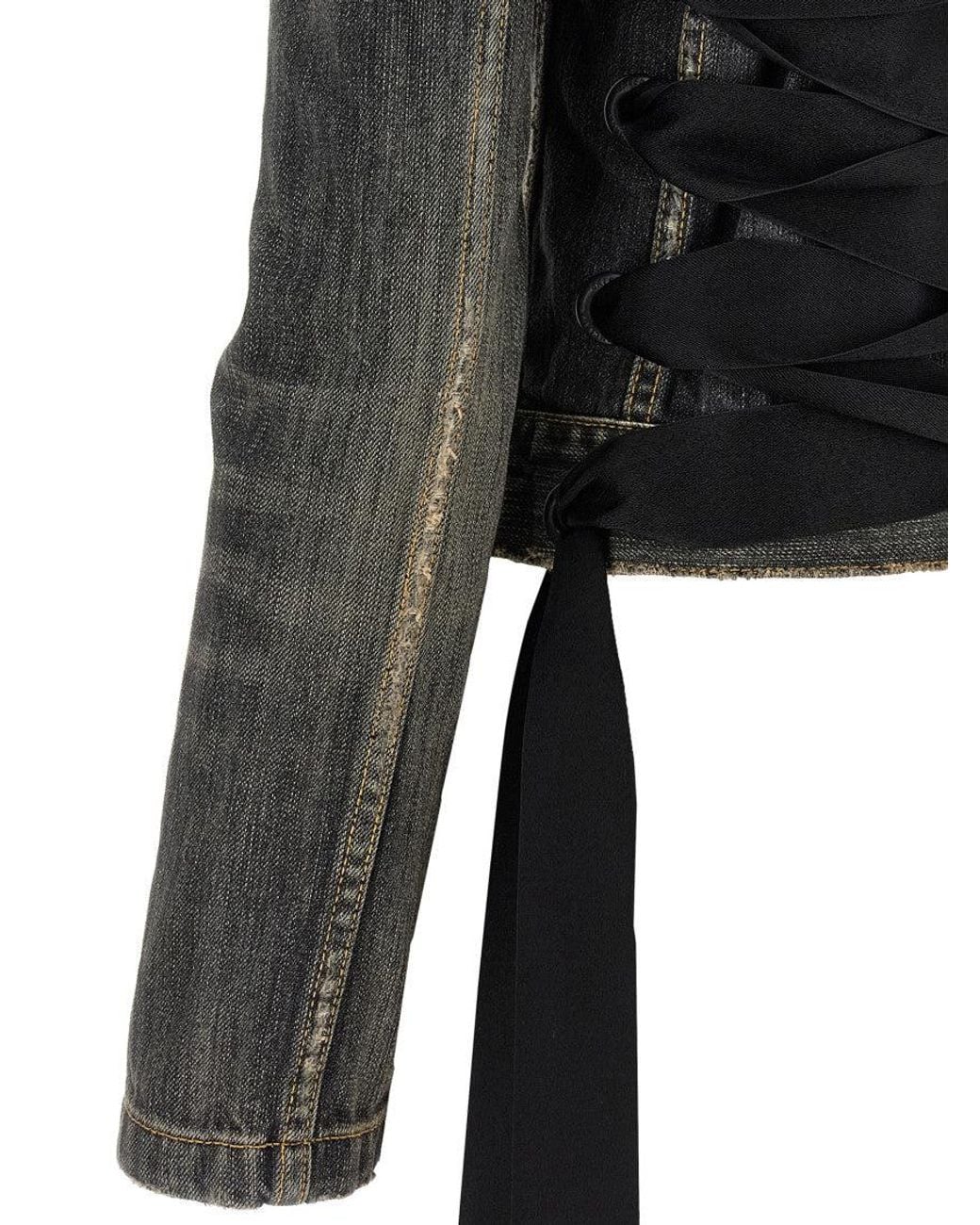 Balenciaga Black Dark Lace-Up Denim Jacket