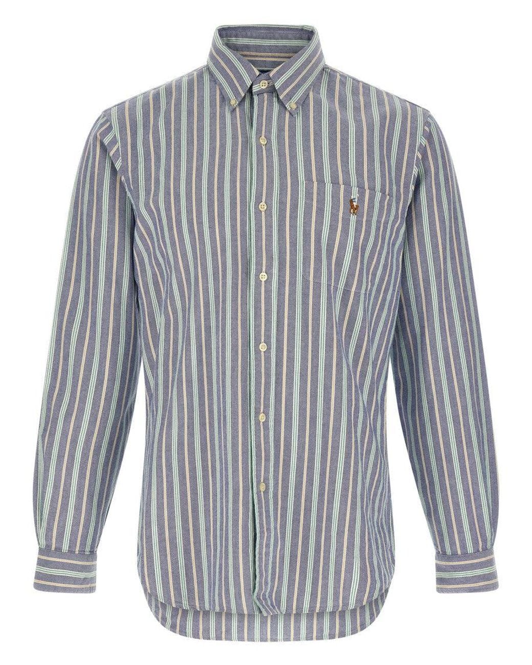 Polo Ralph Lauren Blue Regular Stripes Shirt for men