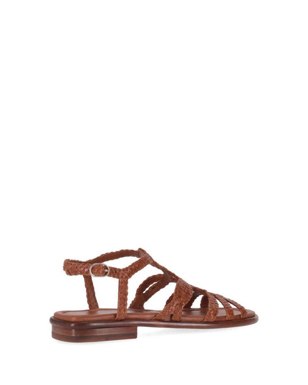 LA ROSE Brown Leather Sandals