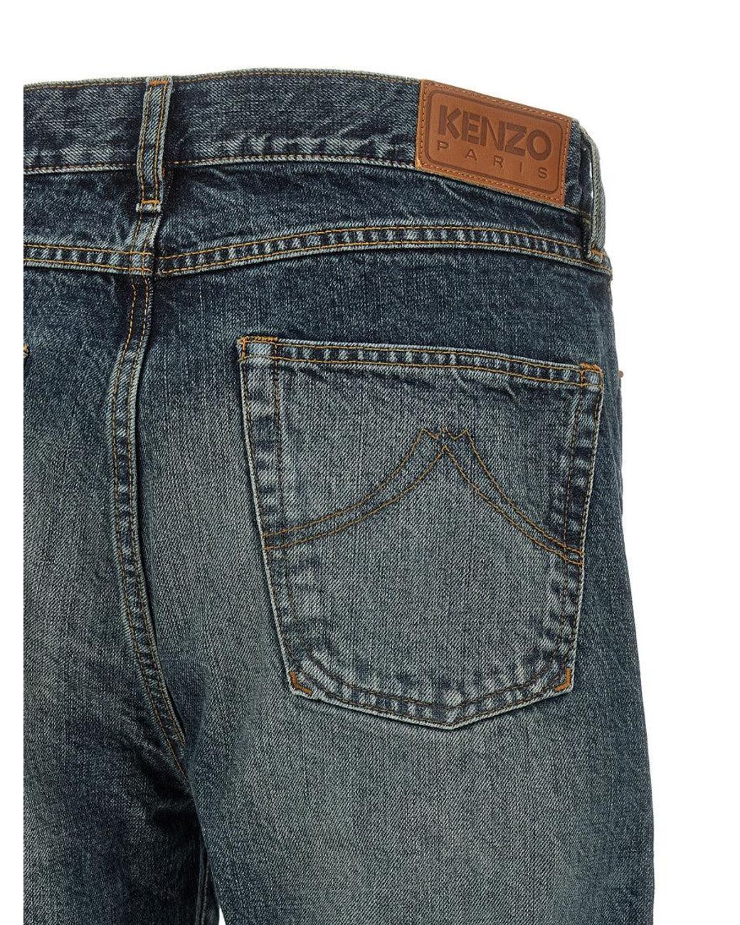KENZO Blue 'Boke Flower' Button Jeans for men