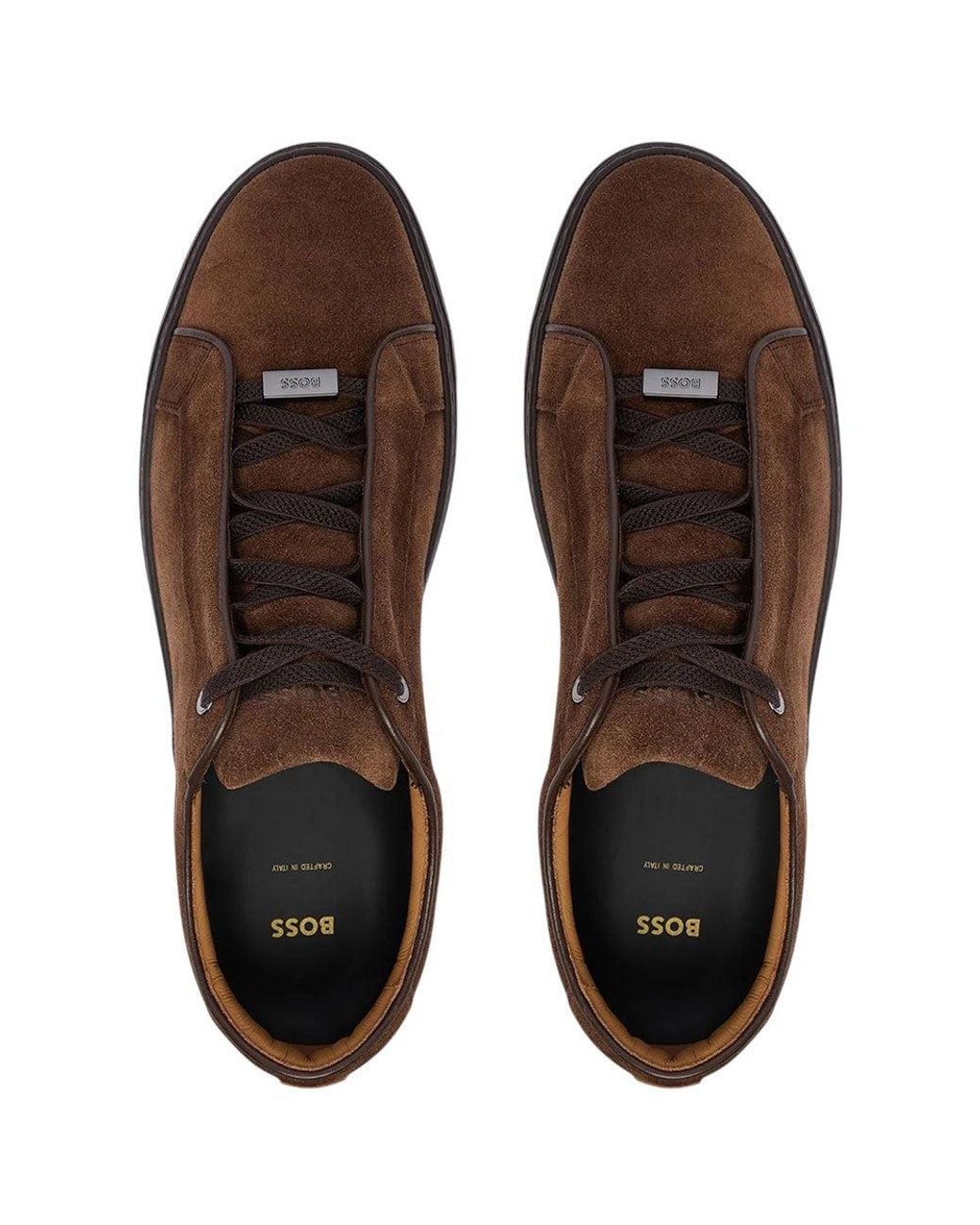 Boss Brown Lace-Up Sneakers for men