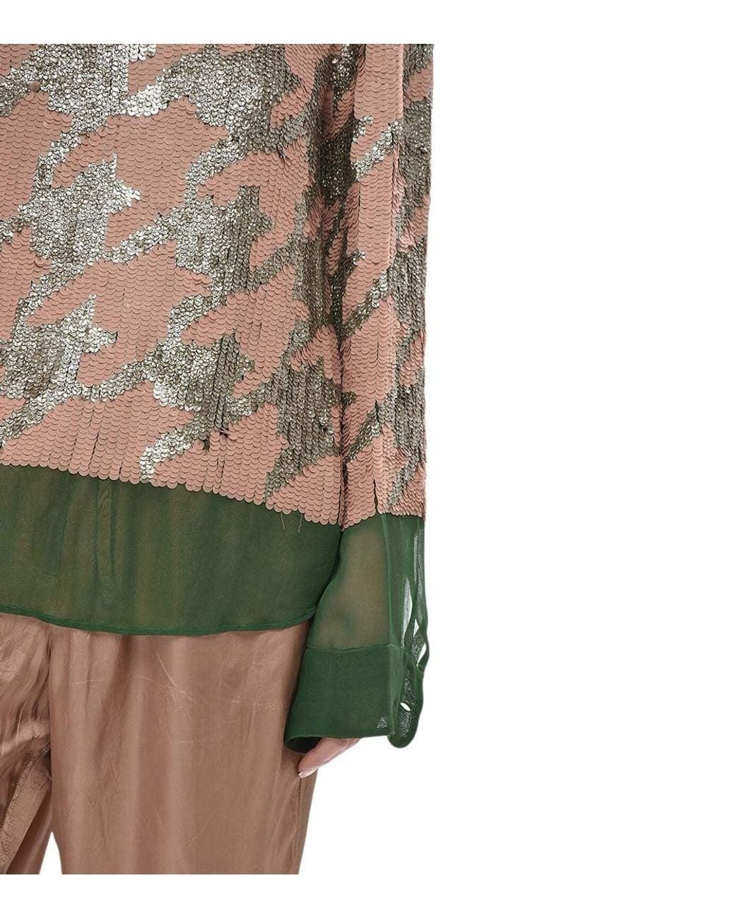 Dries Van Noten Multicolor Camo Mock Collar Top