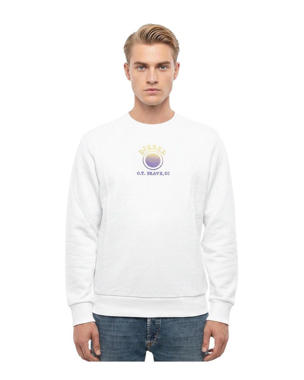 DIESEL White Crew Neck Sweatshirt for men
