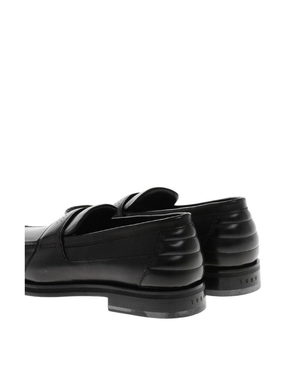 1989 STUDIO Black Leather Classic Loafers for men