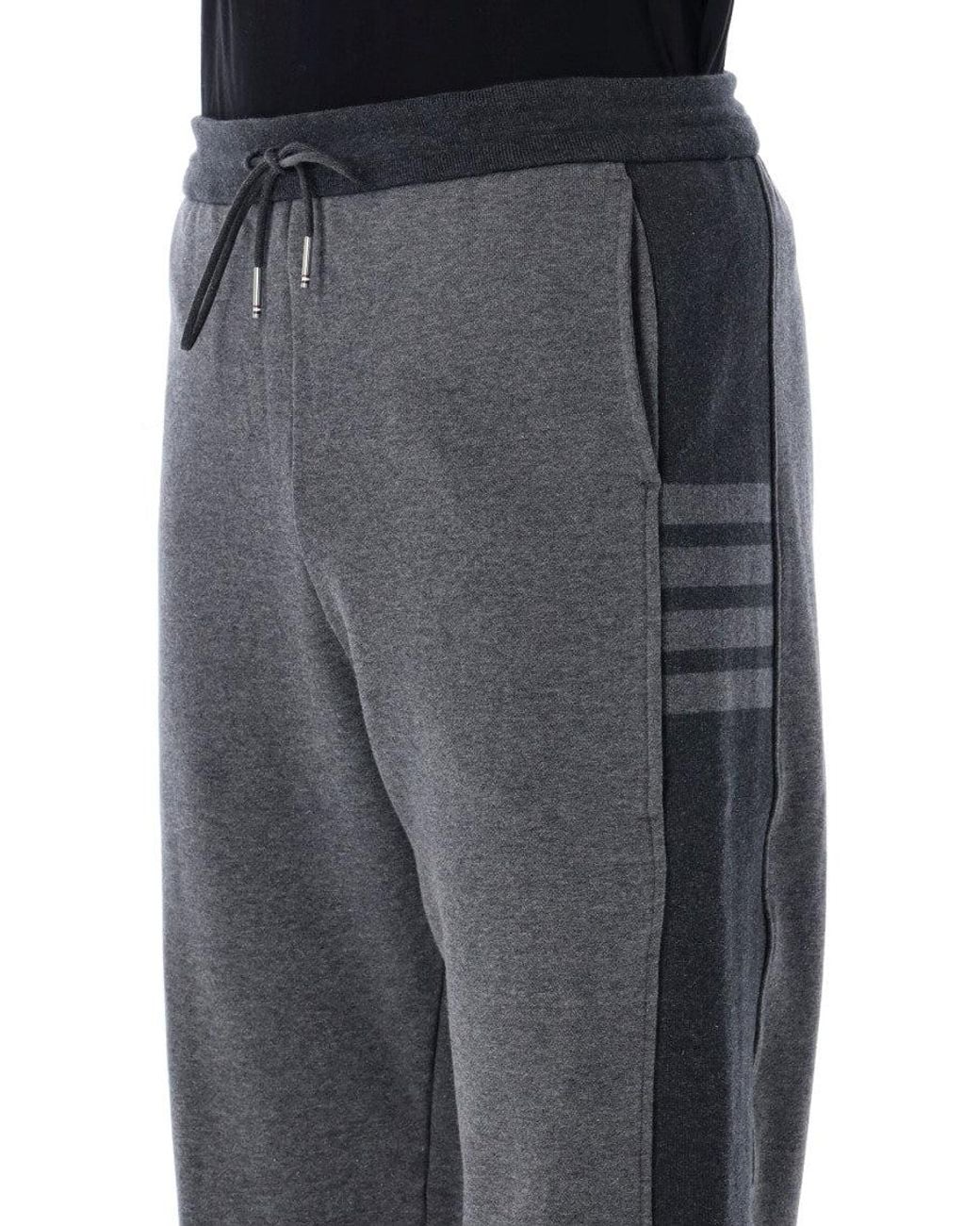 Thom Browne Black Cotton Solid Joggers for men