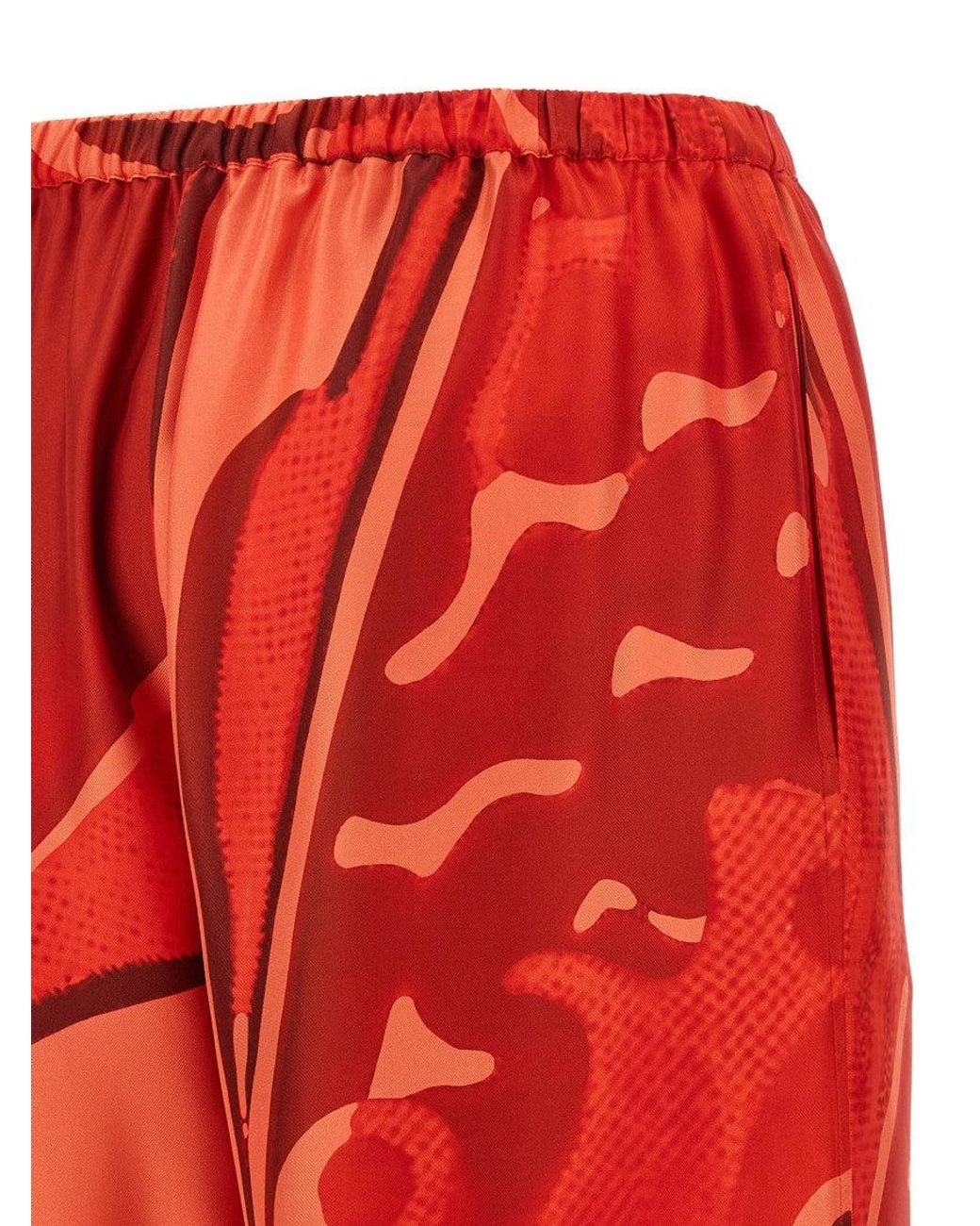 Ferragamo Red Palazzo Silk Pants