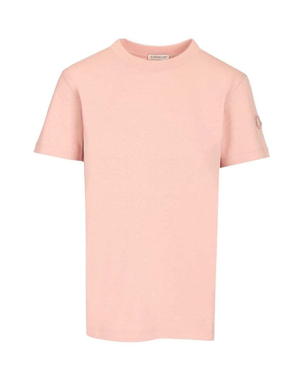 Moncler Pink Crew Neck Logo T-Shirt