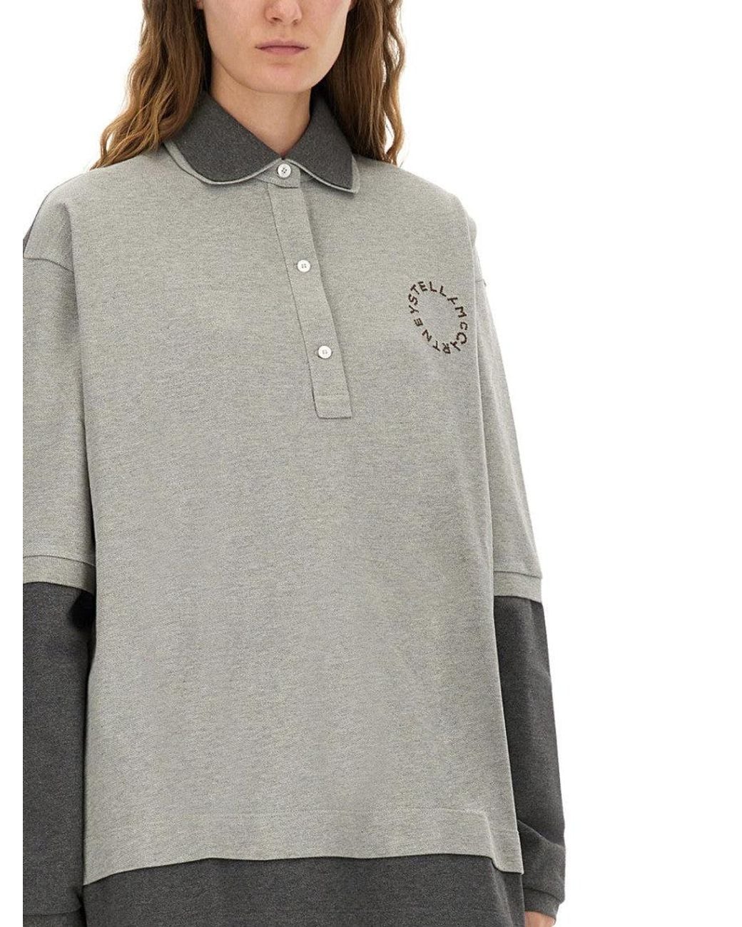 Stella McCartney Gray Logo Shirt Collar Polo
