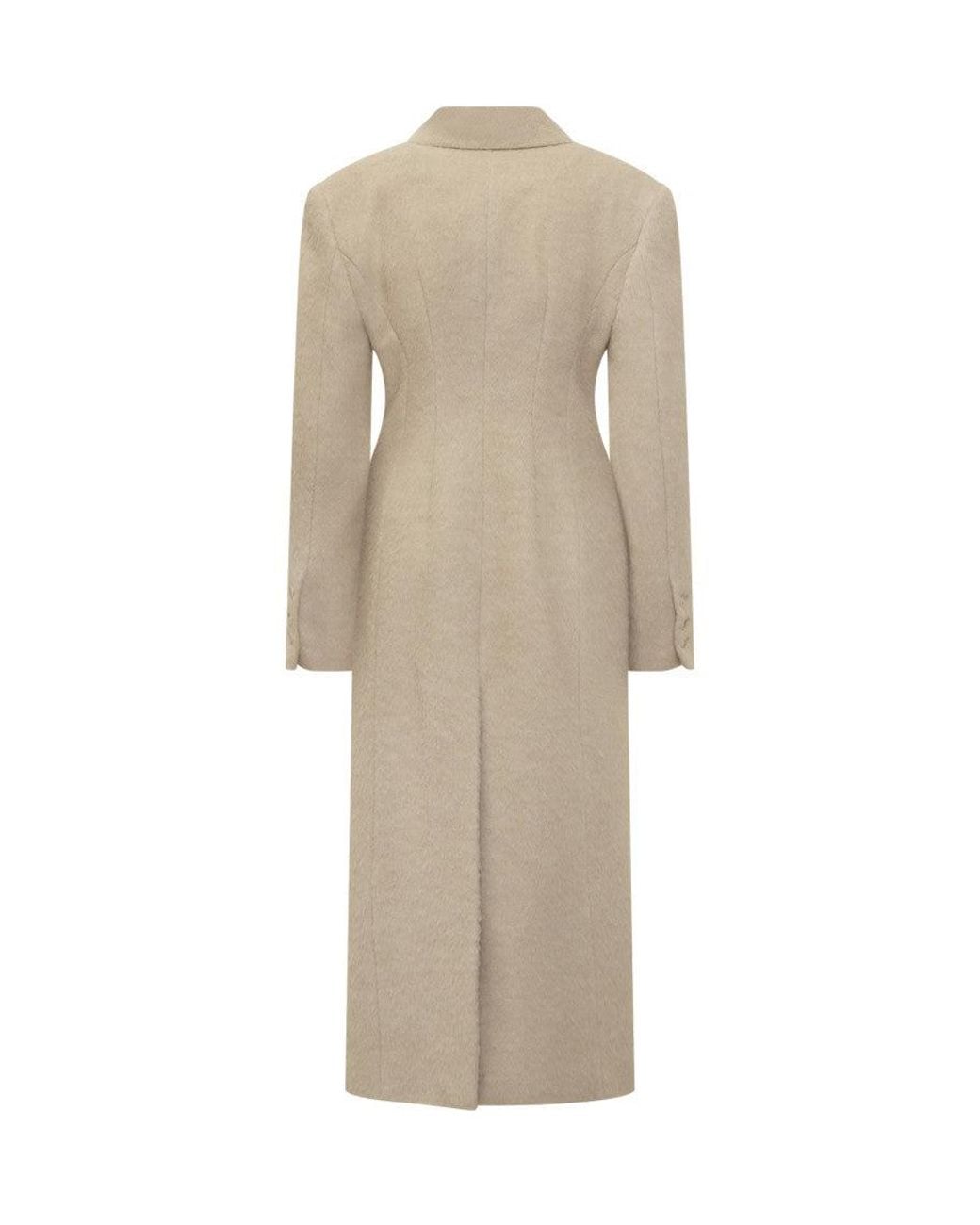 ANDAMANE Natural Off Peaked Lapel Trench Coat