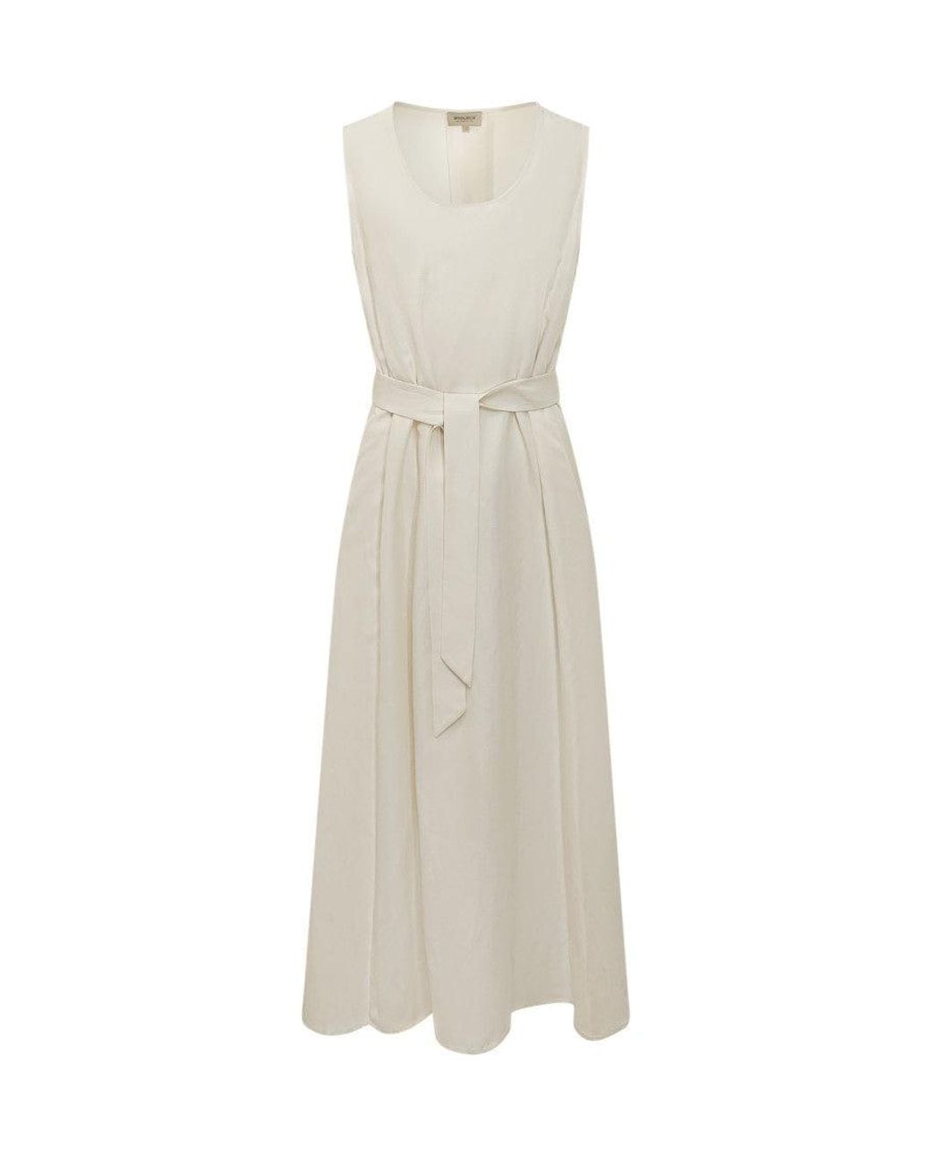 Woolrich White Solid Scoop Neck Maxi Dress