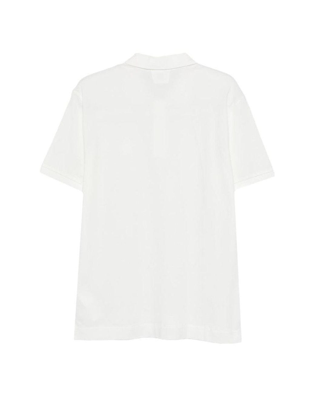 C P Company White Short Sleeves Polo for men