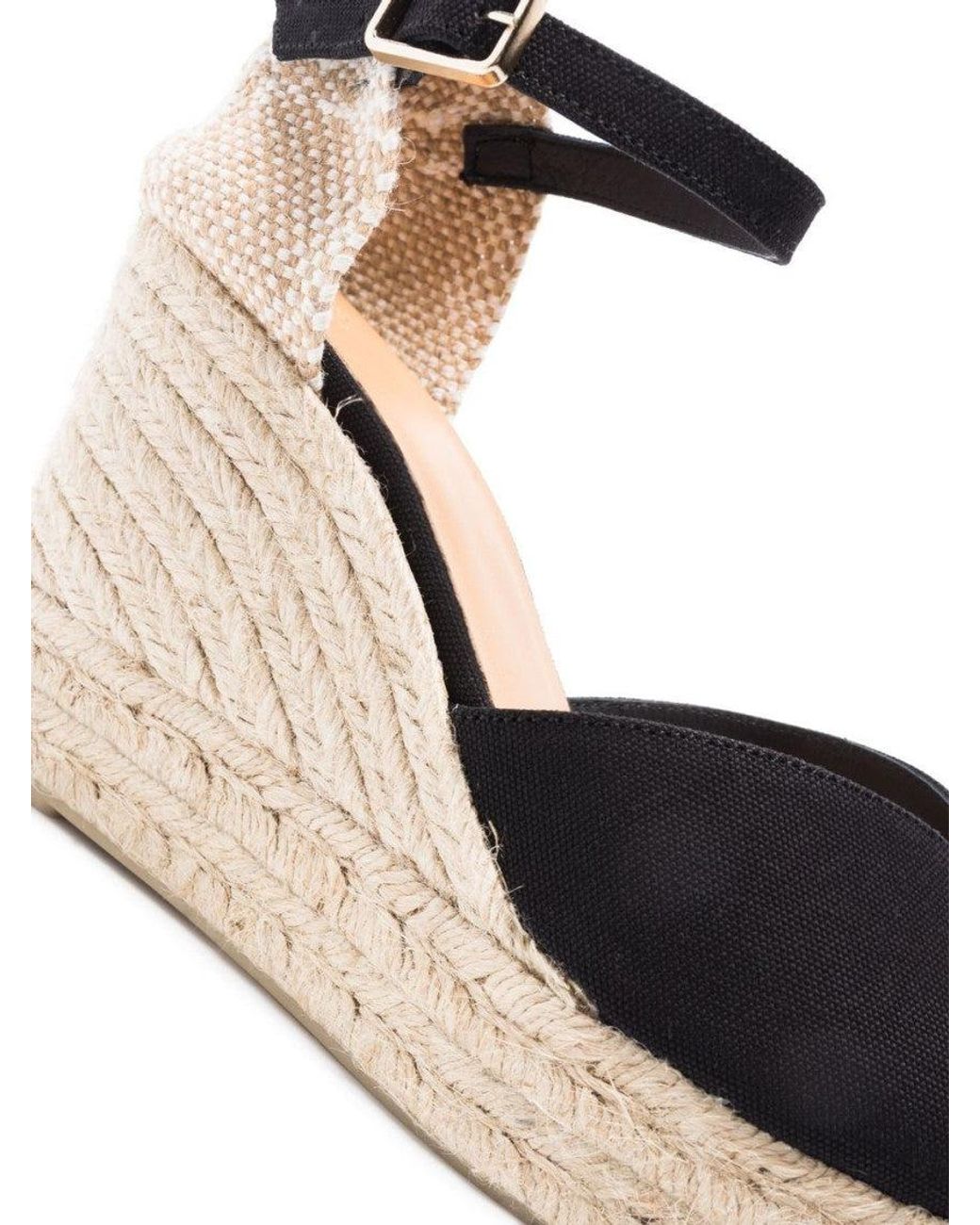 Castaner Black Bianca Wedge Heel Espadrilles