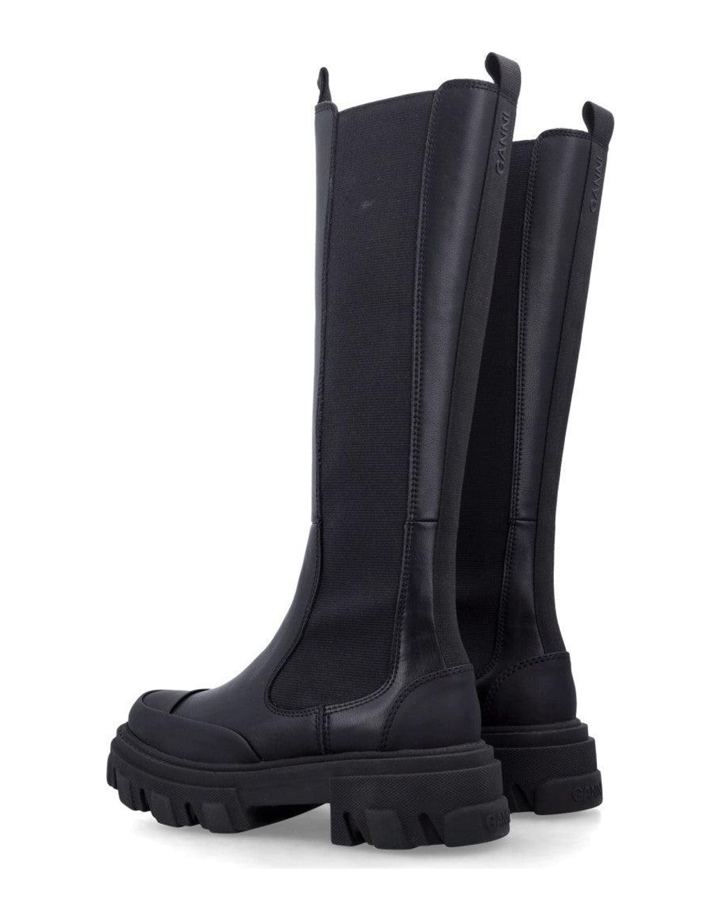 Ganni Blue High Cleated Chelsea Boots