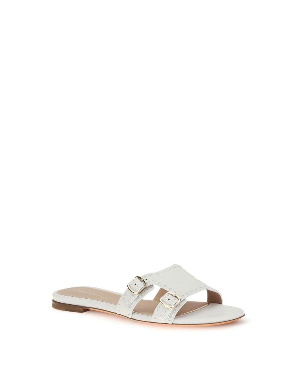 Santoni White Leather Flats
