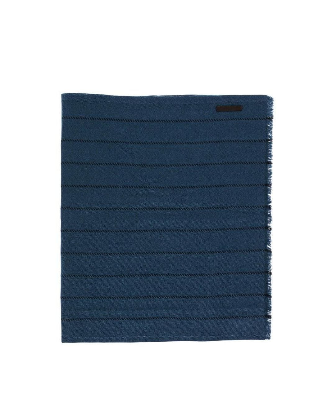 Zegna Blue Dark Stripes Scarf for men