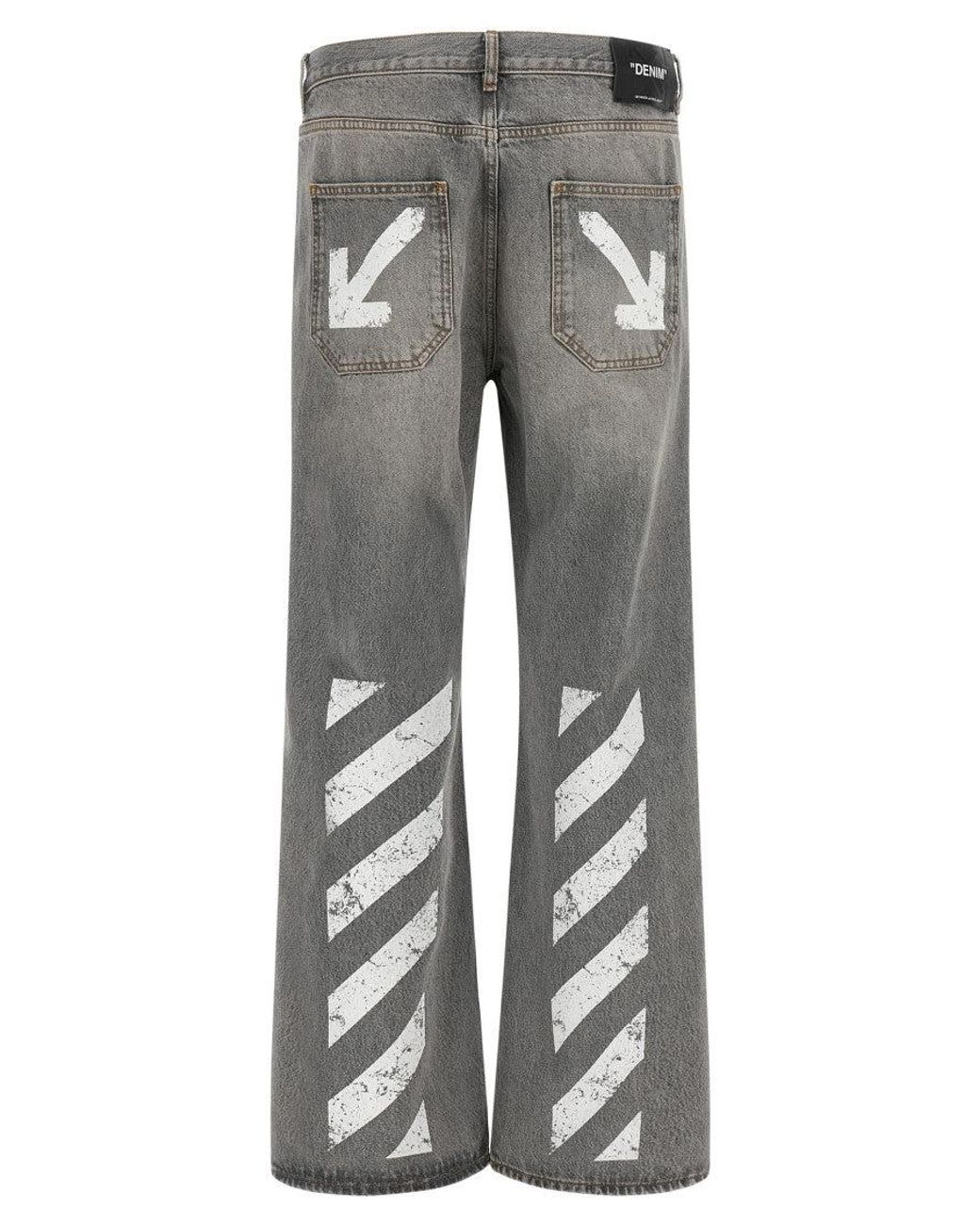 Off-White c/o Virgil Abloh Gray 'Half Arrow Diag Slim' Jeans for men