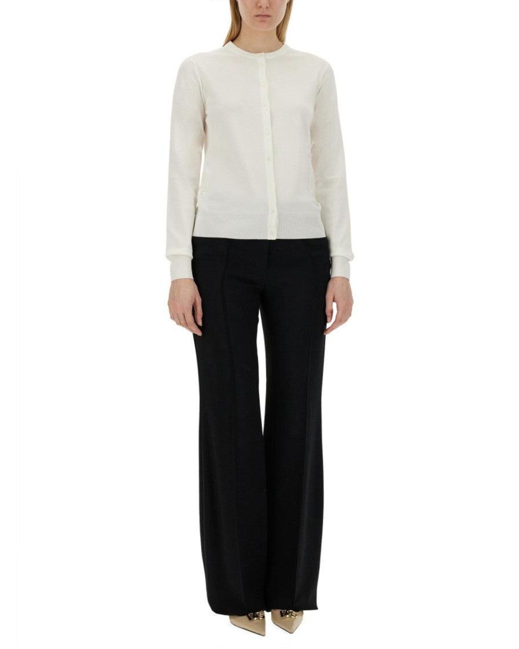 Dolce & Gabbana White Solid Round Neck Sweater