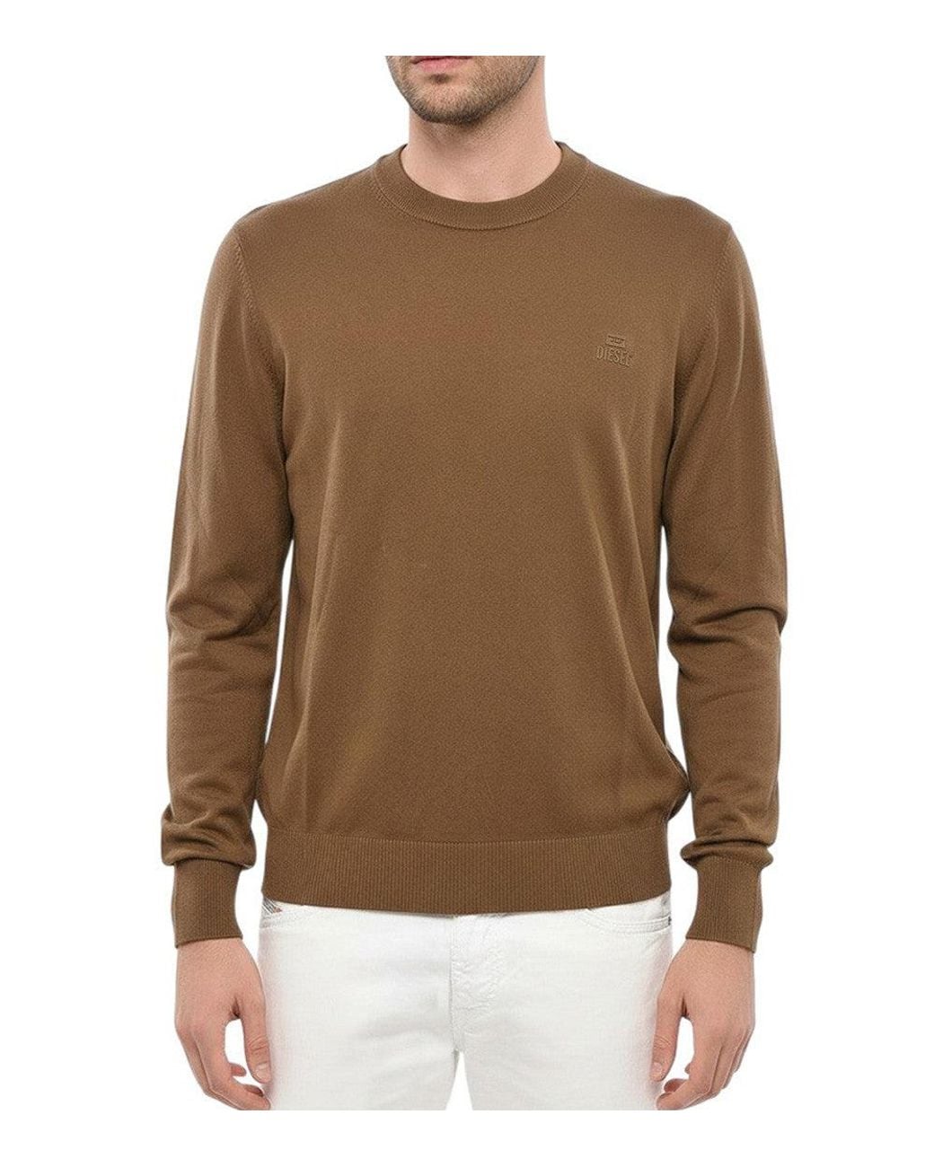 DIESEL Brown Crew Neck Sweater for men