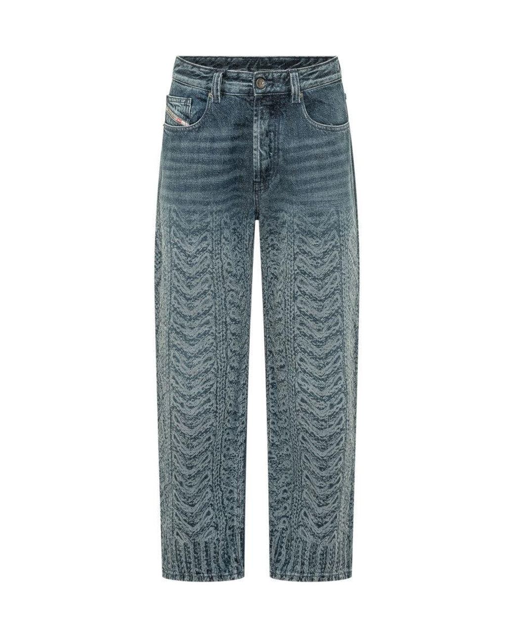 DIESEL Blue Straight Mid Rise Jeans for men