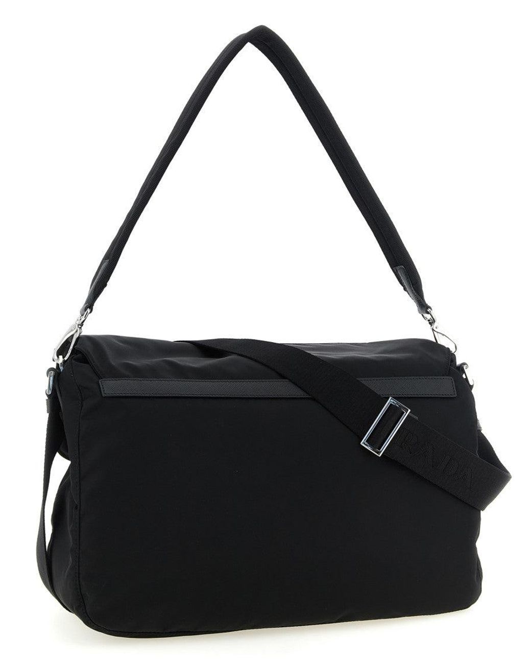 Prada Black Logo Large Messenger Bag for men