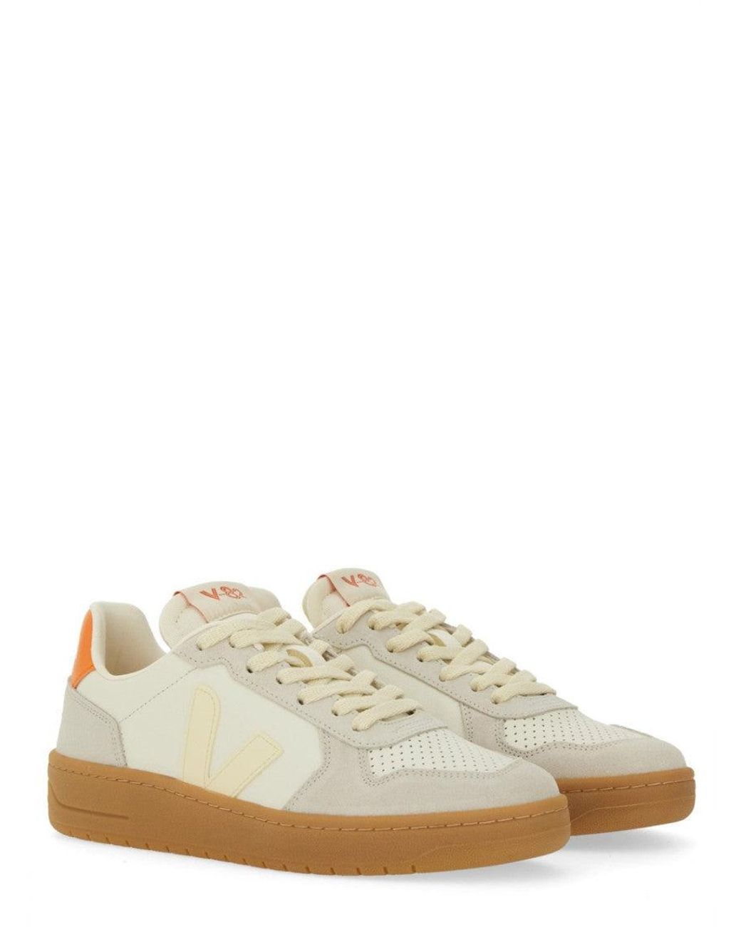 Veja White Multi Color Lace Up Sneakers for men