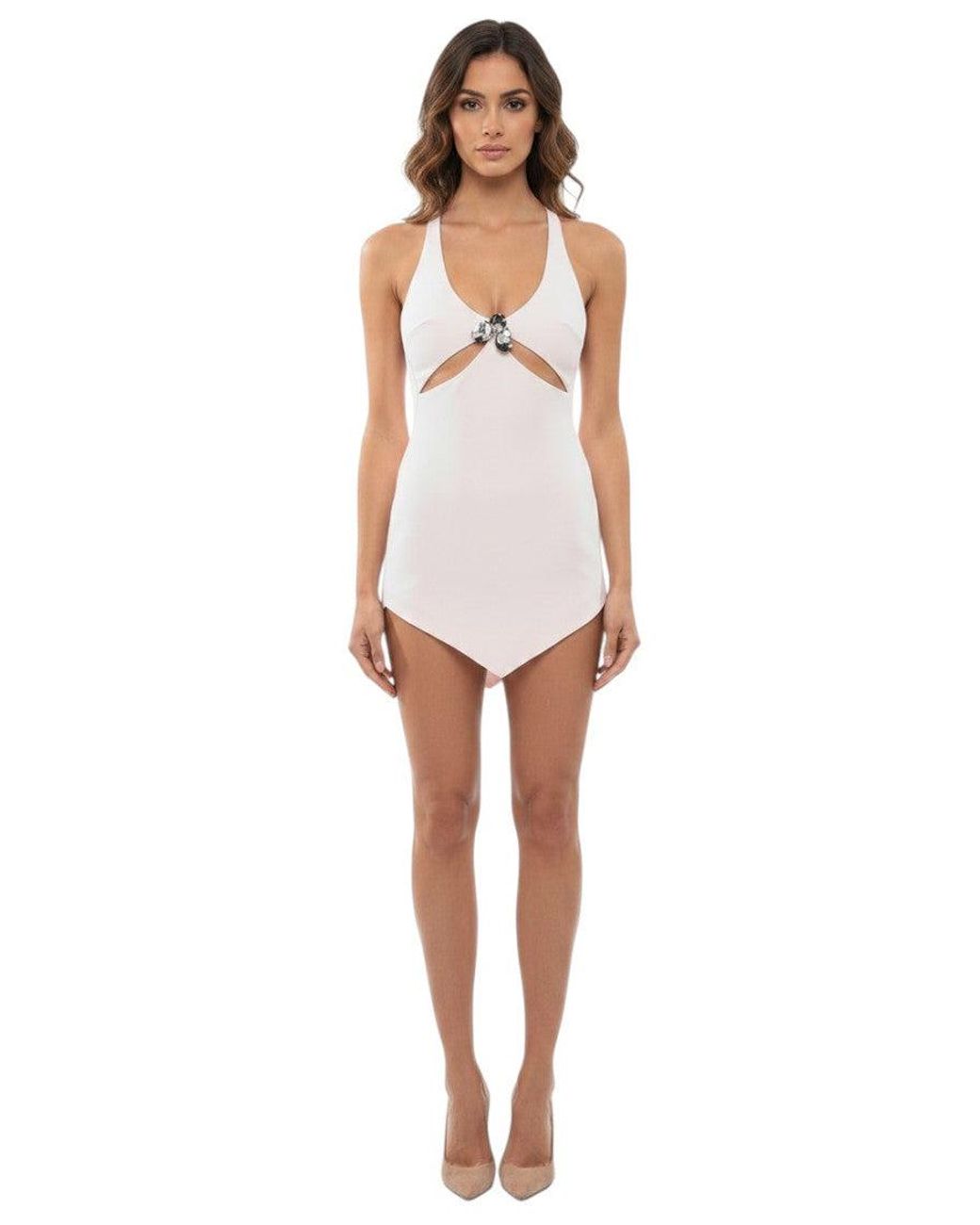 David Koma White Scoop Neck Mini Dress