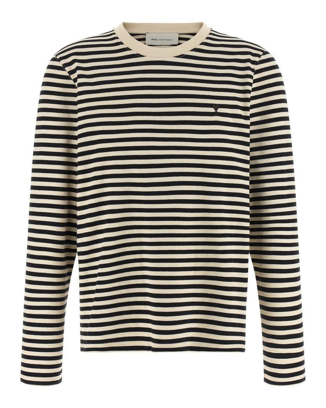AMI Black Stripes Crew Neck T-Shirt for men