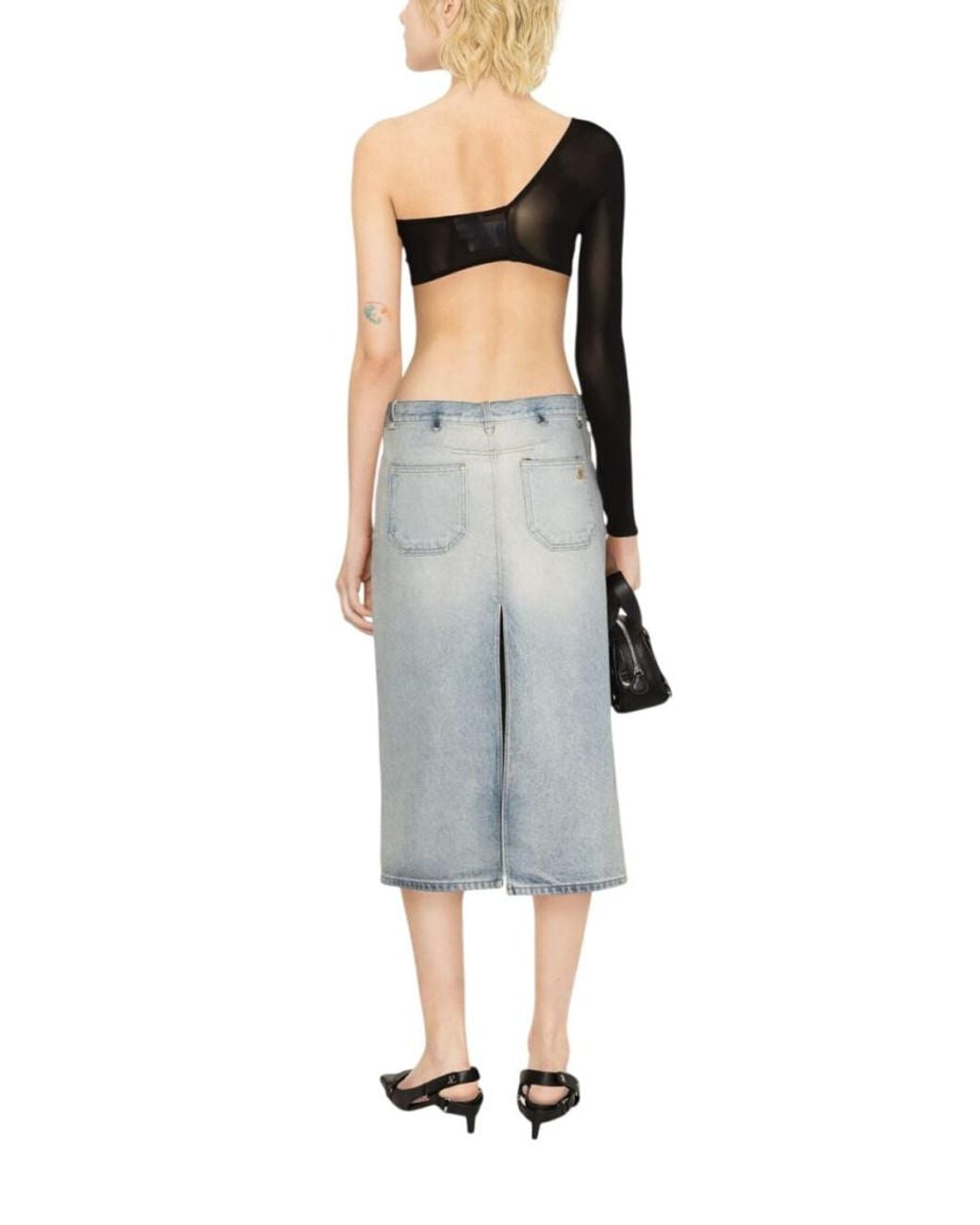 Courreges Blue Denim Midi Skirt