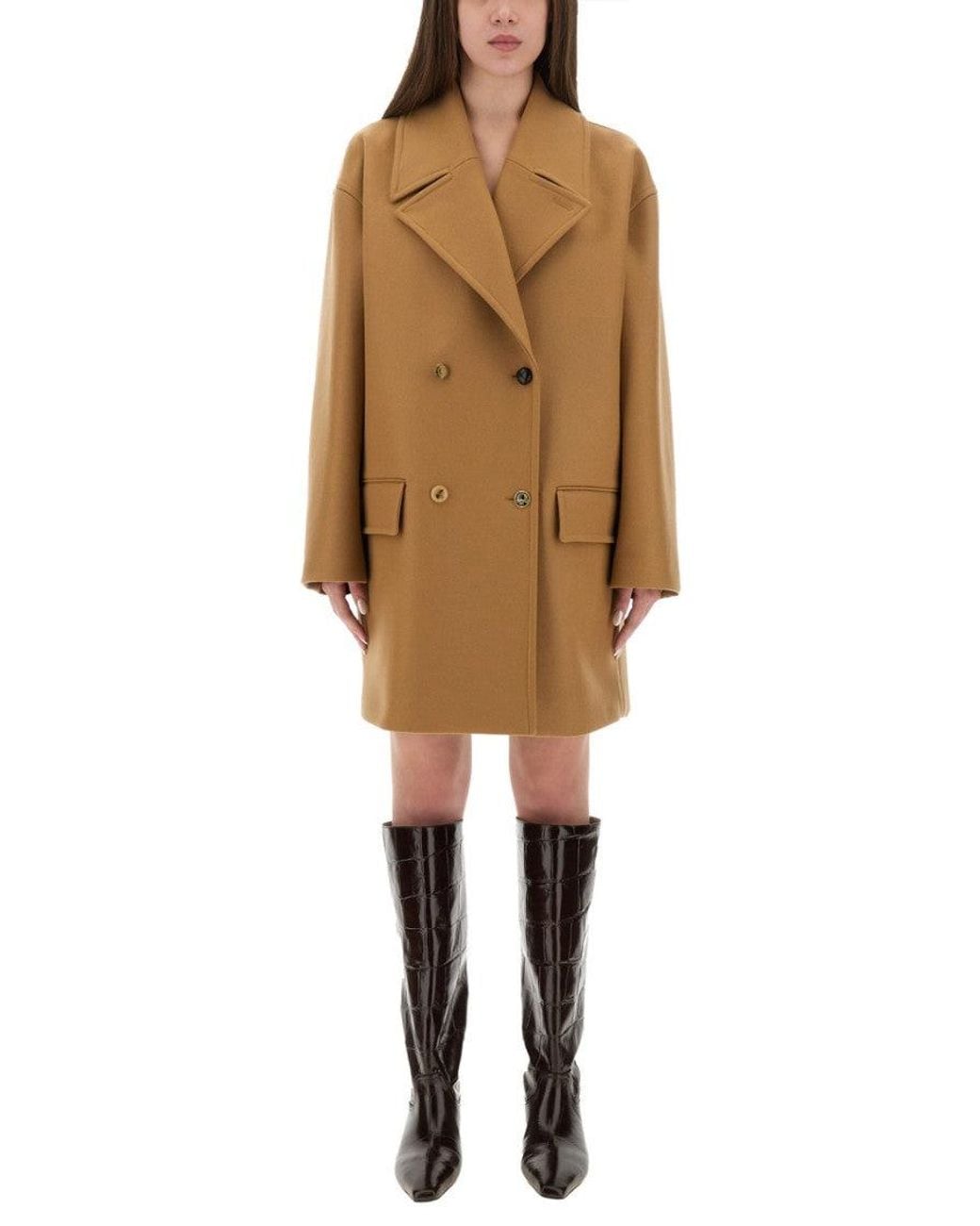 Moschino Natural Notched Lapel Trench Coat