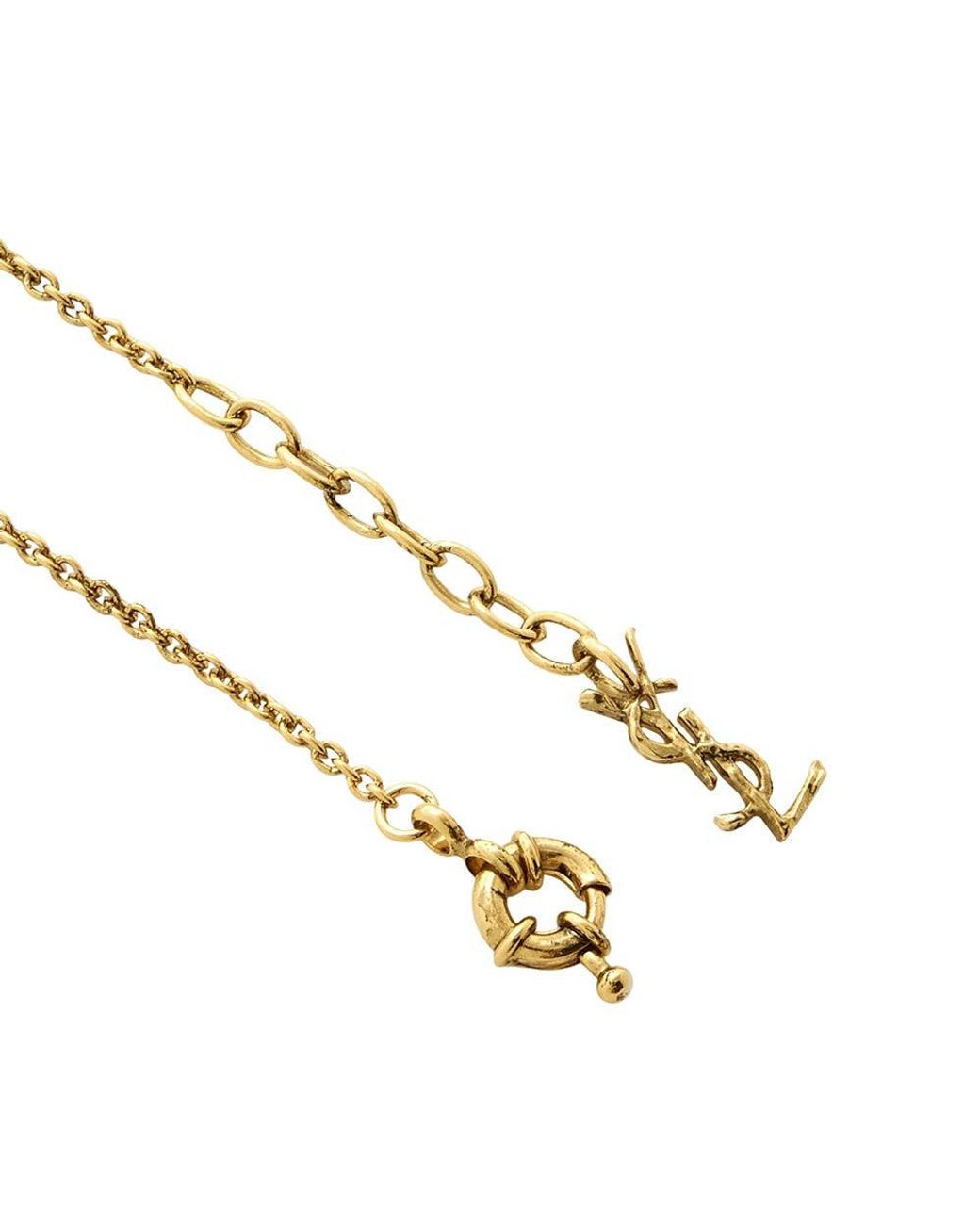 Saint Laurent Metallic Cassandre Heart Chain Bracelet