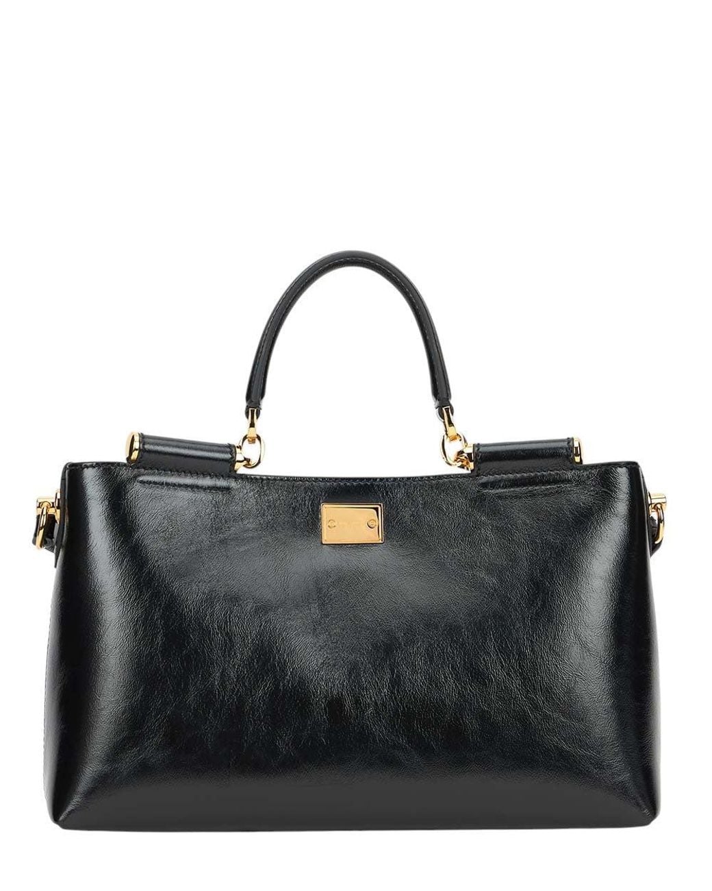Dolce & Gabbana Black Vittoria Medium Satchel